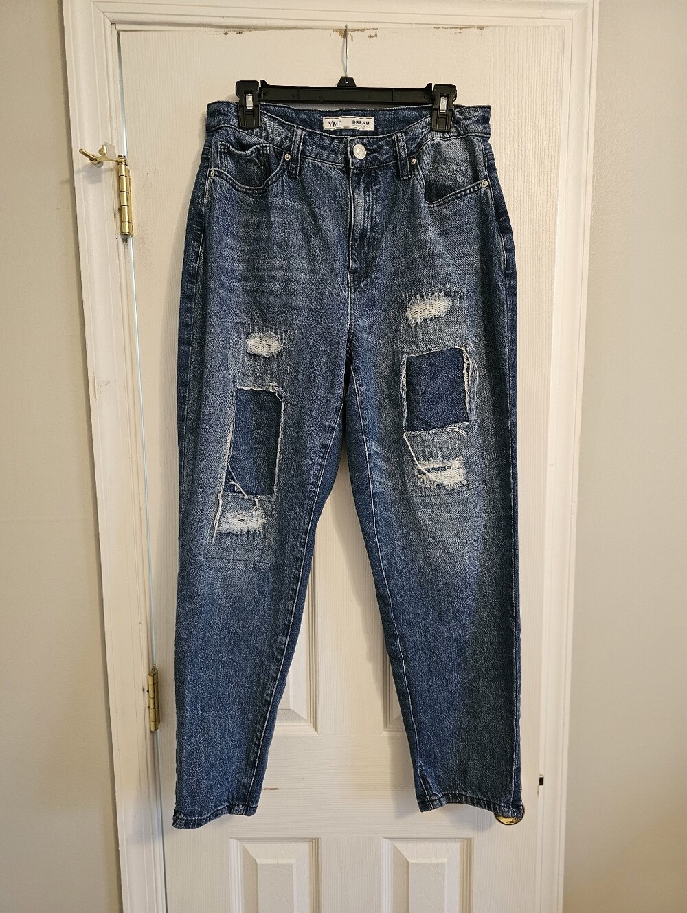 YMI Women's Boyfriend Jeans - Distressed Dark Blue